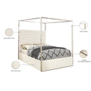  Color_White  Size_Queen  -- Porter White Velvet Upholstered Queen Bed IMAGE 4