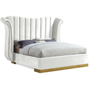  Color_White  Size_King  -- Flora White Velvet Upholstered King Bed IMAGE 1