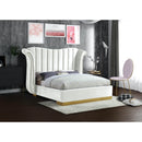  Color_White  Size_King  -- Flora White Velvet Upholstered King Bed IMAGE 2