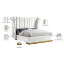 Meridian Flora White Velvet King Bed (3 Boxes) IMAGE 5