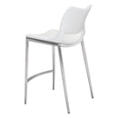  Zuo Ace 101390 Counter Stool - White & Silver IMAGE 5
