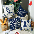 LET IT SNOW 18x18 PILLOW COVER- WHITE&BLUE