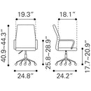  Zuo Primero 101822 Office Chair - White IMAGE 9