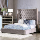  Color_Grey Size_Queen -- Furniture of America Mirabelle Upholstered Bed IMAGE 1