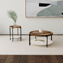  Coaster Furniture Adhvik 931218 Round End Side Table Marble Shelf - Natural and Black IMAGE 5