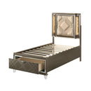  Size_Twin -- Skylar 25340T Twin Bed with LED & Storage IMAGE 2