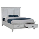  Size_Queen  --  Franco 205330Q Wood Queen Storage Panel Bed - Distressed White IMAGE 2