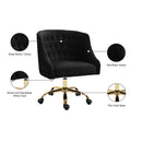  Meridian Arden Black Velvet Upholstered Office Chair IMAGE 12