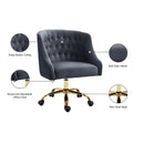  Meridian Arden Grey Velvet Upholstered Office Chair IMAGE 12