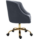  Meridian Arden Grey Velvet Upholstered Office Chair IMAGE 5
