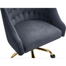  Meridian Arden Grey Velvet Upholstered Office Chair IMAGE 8