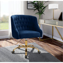  Meridian Arden Navy Velvet Upholstered Office Chair IMAGE 2