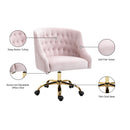  Meridian Arden Pink Velvet Upholstered Office Chair IMAGE 12