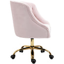 Meridian Arden Pink Velvet Upholstered Office Chair IMAGE 5