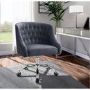  Meridian Arden Grey Velvet Upholstered Office Chair IMAGE 2