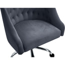  Meridian Arden Grey Velvet Upholstered Office Chair IMAGE 7