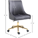  Meridian Karina Grey Velvet Upholstered Office Chair IMAGE 11