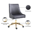  Meridian Karina Grey Velvet Upholstered Office Chair IMAGE 12