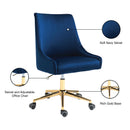  Meridian Karina Navy Velvet Upholstered Office Chair IMAGE 12