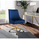  Meridian Karina Navy Velvet Upholstered Office Chair IMAGE 2