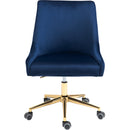  Meridian Karina Navy Velvet Upholstered Office Chair IMAGE 4