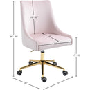  Meridian Karina Pink Velvet Upholstered Office Chair IMAGE 11