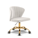  Meridian Finley Cream Velvet Upholstered Office Chair IMAGE 1