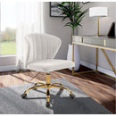  Meridian Finley Cream Velvet Upholstered Office Chair IMAGE 2