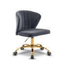  Meridian Finley Grey Velvet Upholstered Office Chair IMAGE 1