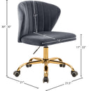  Meridian Finley Grey Velvet Upholstered Office Chair IMAGE 6