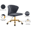  Meridian Finley Grey Velvet Upholstered Office Chair IMAGE 7