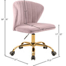  Meridian Finley Pink Velvet Upholstered Office Chair IMAGE 6