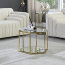  Meridian Sei Gold Glass And Steel Coffee Table IMAGE 2