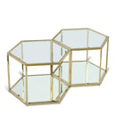  Meridian Sei Gold Glass And Steel 2 pc Modular Coffee Table IMAGE 1