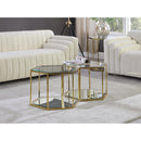  Meridian Sei Gold Glass And Steel 2 pc Modular Coffee Table IMAGE 2