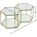  Meridian Sei Gold Glass And Steel 2 pc Modular Coffee Table IMAGE 4