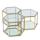  Meridian Sei Gold Glass And Steel 3 pc Modular Coffee Table IMAGE 1