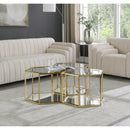  Meridian Sei Gold Glass And Steel 3 pc Modular Coffee Table IMAGE 2