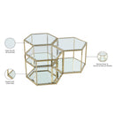  Meridian Sei Gold Glass And Steel 3 pc Modular Coffee Table IMAGE 5