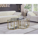  Meridian Sei Gold Glass And Steel 4 pc Modular Coffee Table IMAGE 2