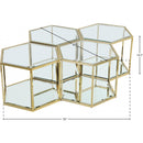  Meridian Sei Gold Glass And Steel 4 pc Modular Coffee Table IMAGE 4
