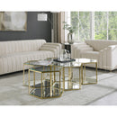  Meridian Sei Gold Glass And Steel 5 pc Modular Coffee Table IMAGE 2