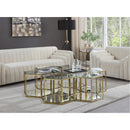  Meridian Sei Gold Glass And Steel 7 pc Modular Coffee Table IMAGE 2