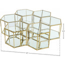  Meridian Sei Gold Glass And Steel 7 pc Modular Coffee Table IMAGE 4