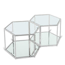  Meridian Sei Chrome Glass And Steel 2 pc Modular Coffee Table IMAGE 1