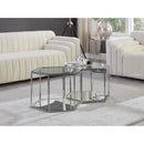  Meridian Sei Chrome Glass And Steel 2 pc Modular Coffee Table IMAGE 2