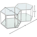  Meridian Sei Chrome Glass And Steel 2 pc Modular Coffee Table IMAGE 4