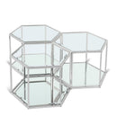  Meridian Sei Chrome Glass And Steel 3 pc Modular Coffee Table IMAGE 1