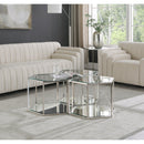  Meridian Sei Chrome Glass And Steel 3 pc Modular Coffee Table IMAGE 2