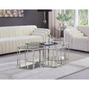  Meridian Sei Chrome Glass And Steel 4 pc Modular Coffee Table IMAGE 2